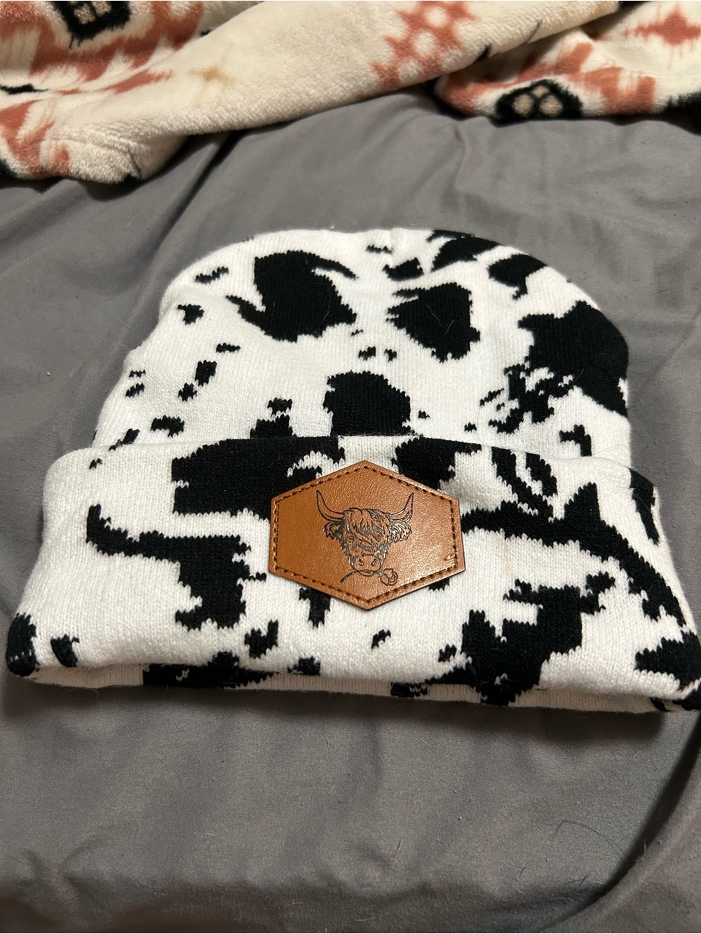Women’s cow print beanie